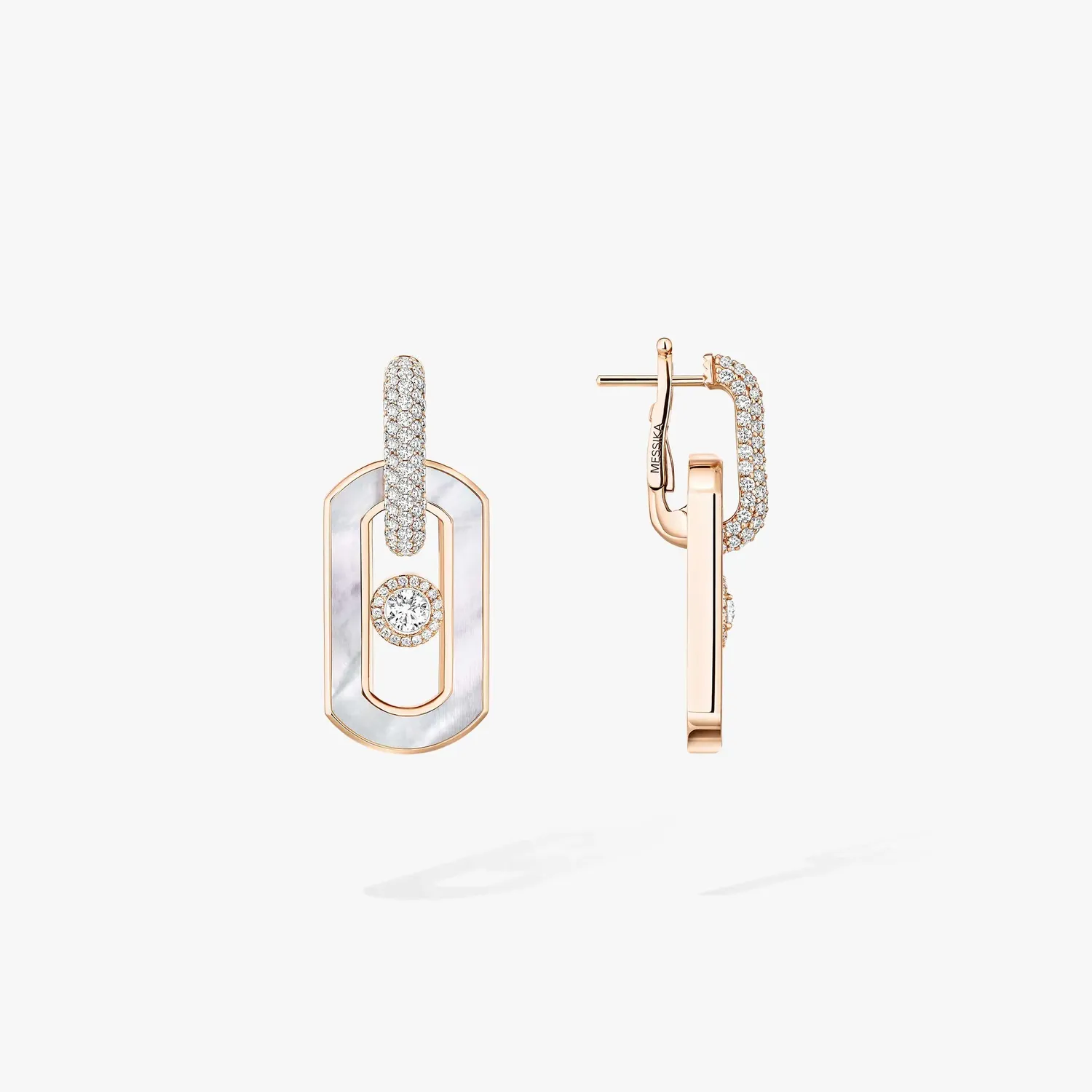Boucles d'Oreilles Pendantes SO MOVE Nacre Blanche