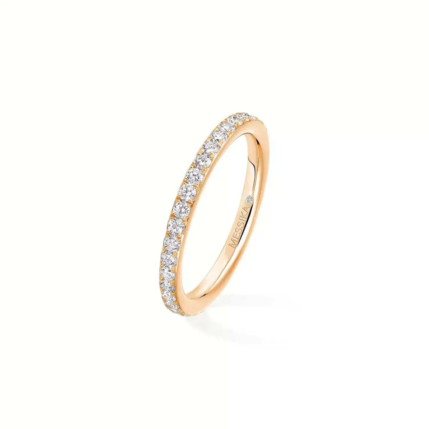 Messika wedding band, pink gold and diamonds