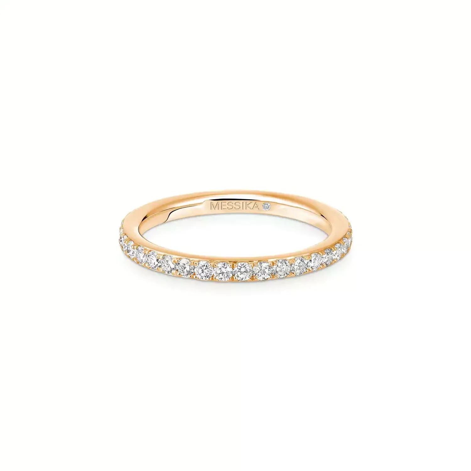 Messika wedding band, pink gold and diamonds