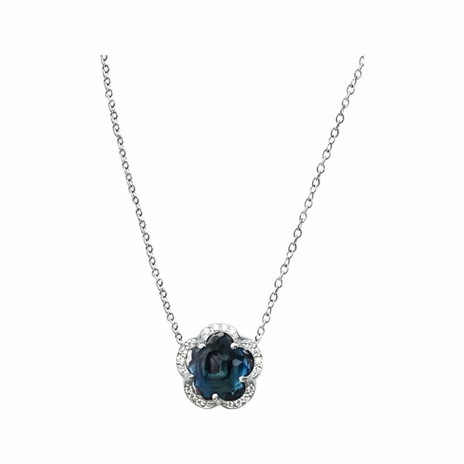 Collier Pasquale Bruni Bon Ton Je t'aime en or blanc, topaze blue london et diamants