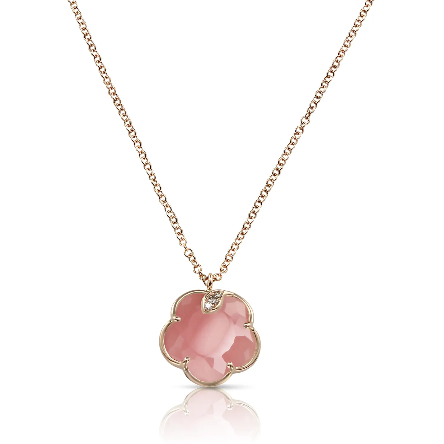 Collier Pasquale Bruni Petit Joli en or rose, calcédoine rose et diamants