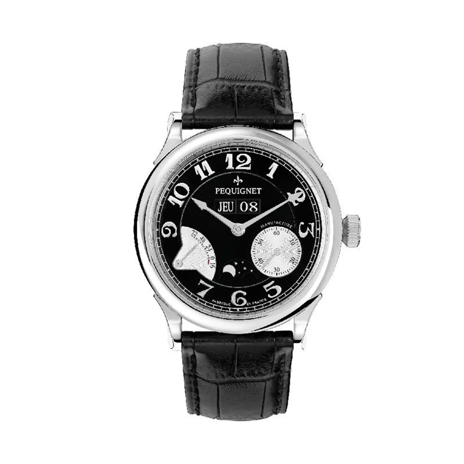 Montre PARIS ROYAL Bracelet alligator noir, Candran noir