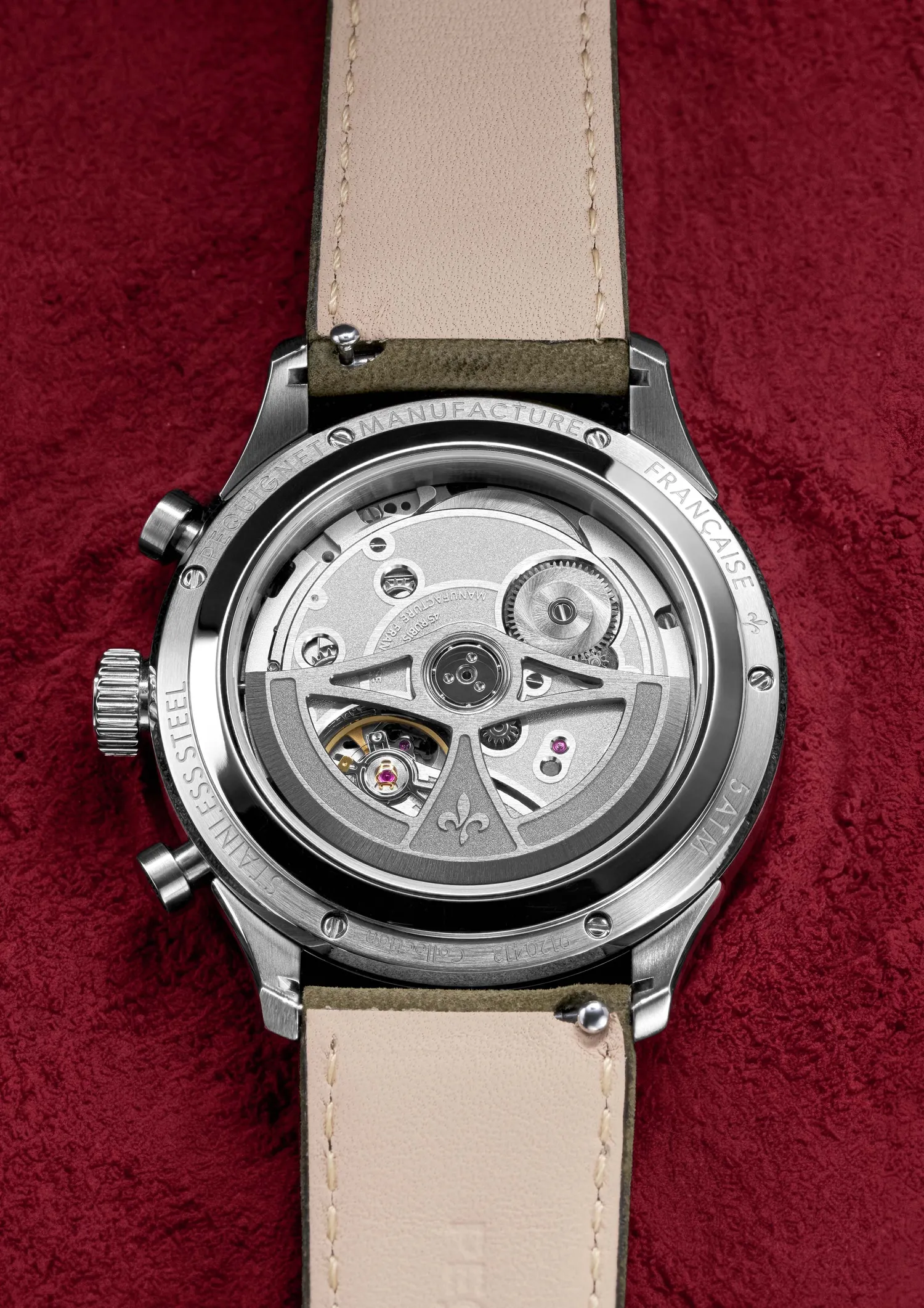 Montre ROYALE PARIS CHRONO, Bracelet cordura noir, Boucle déployante, Cadran argenté compteurs rouges