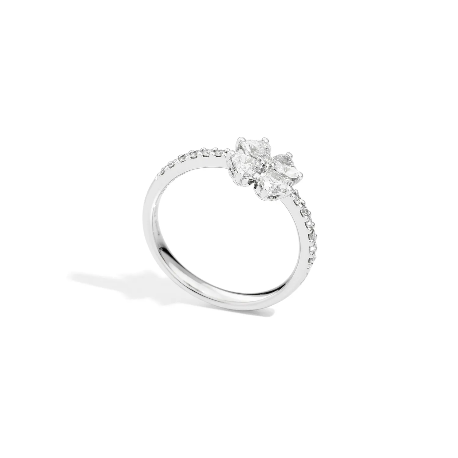 Bague Recarlo Anniversary Love Quadrifoglio en or blanc et diamants