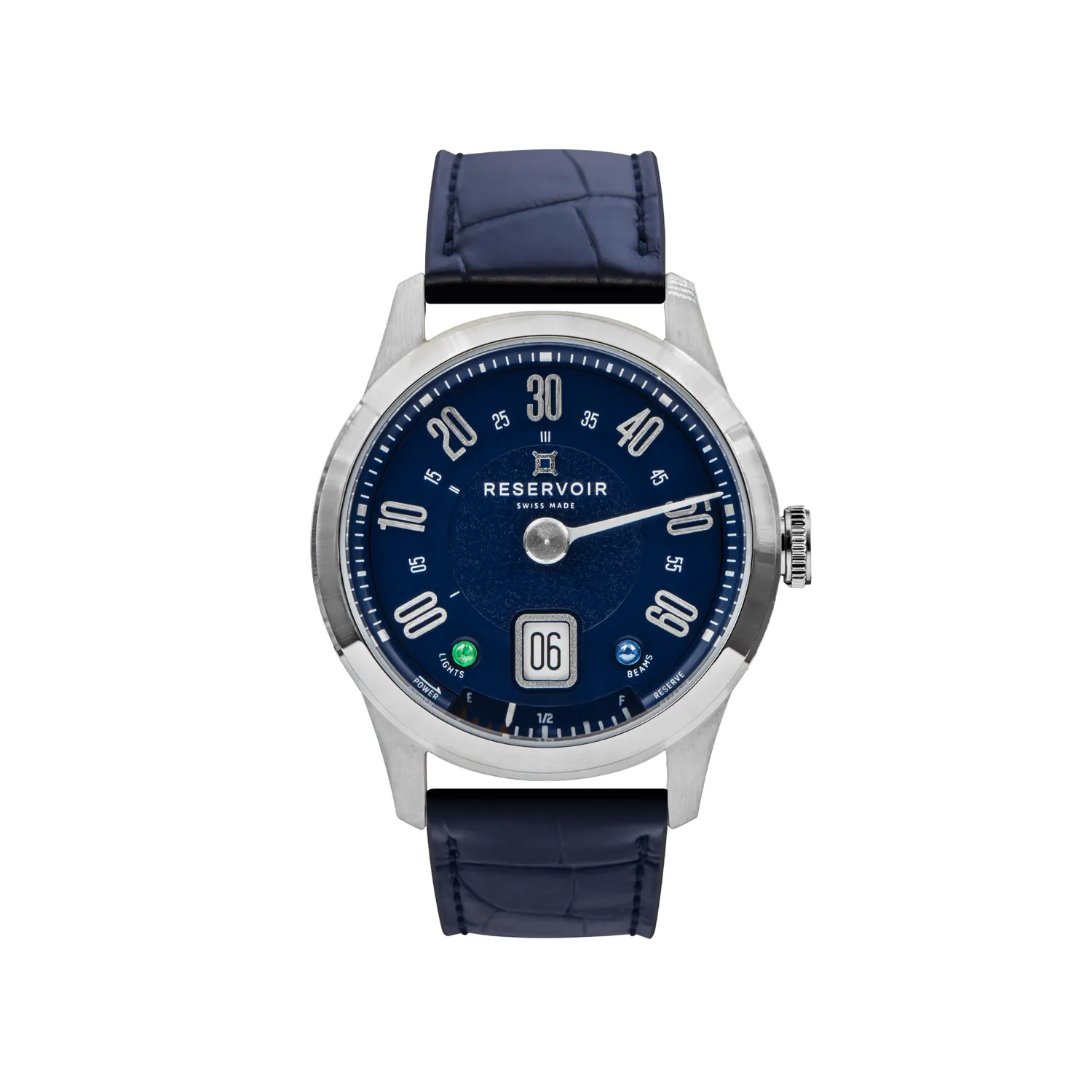 Montre LONGBRIDGE BLUE Bracelets alligator bleu et NATO, Boucle ardillon, Cadran bleu tourmaline et saphir