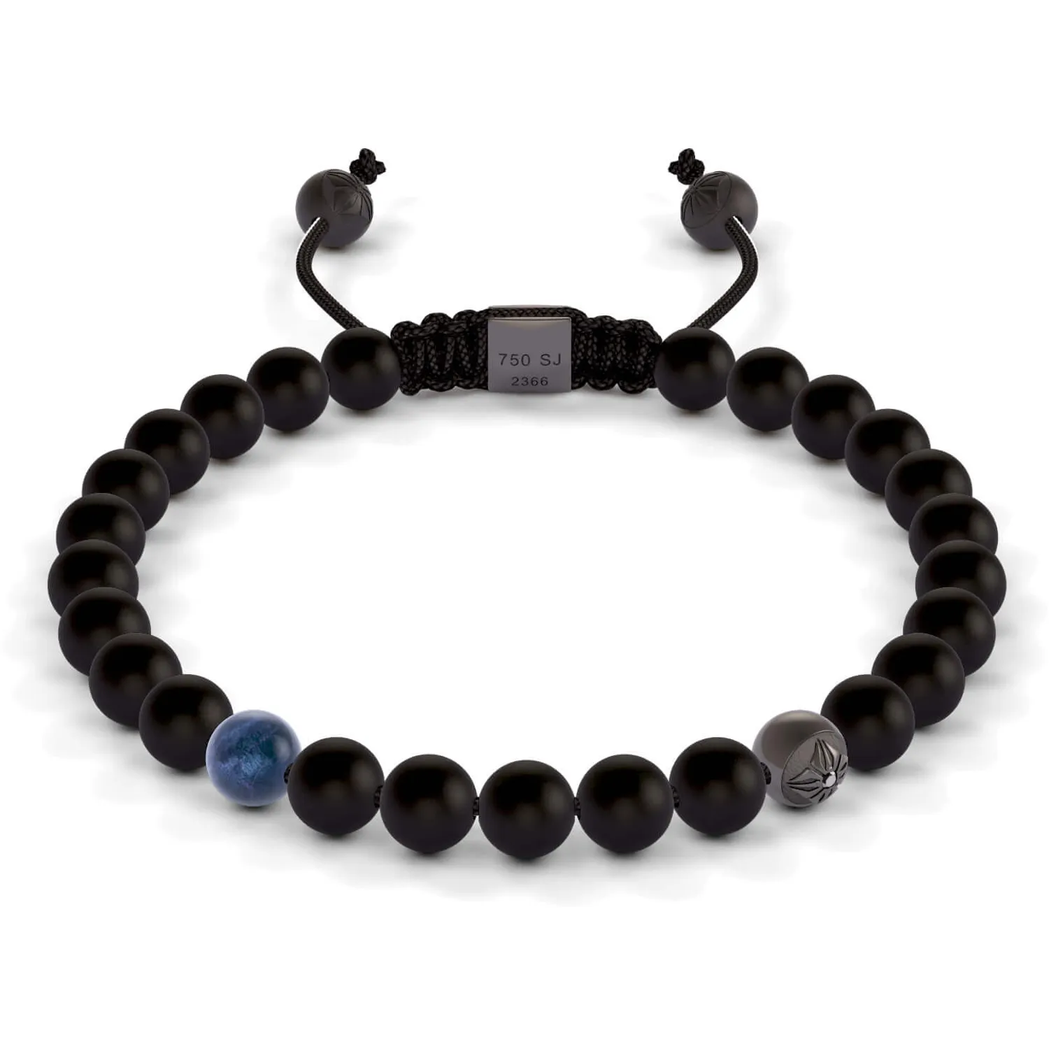 Bracelet Shamballa Jewels en or blanc, rhodié noir, céramique, diamants, saphir et onyx