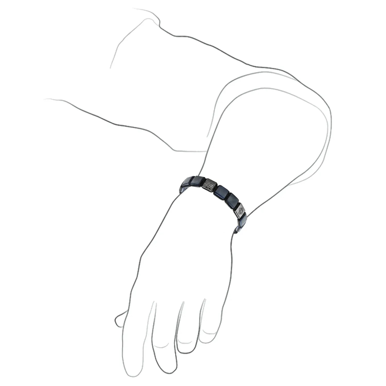 Bracelet Shamballa Jewels en or blanc, diamants noirs et saphirs