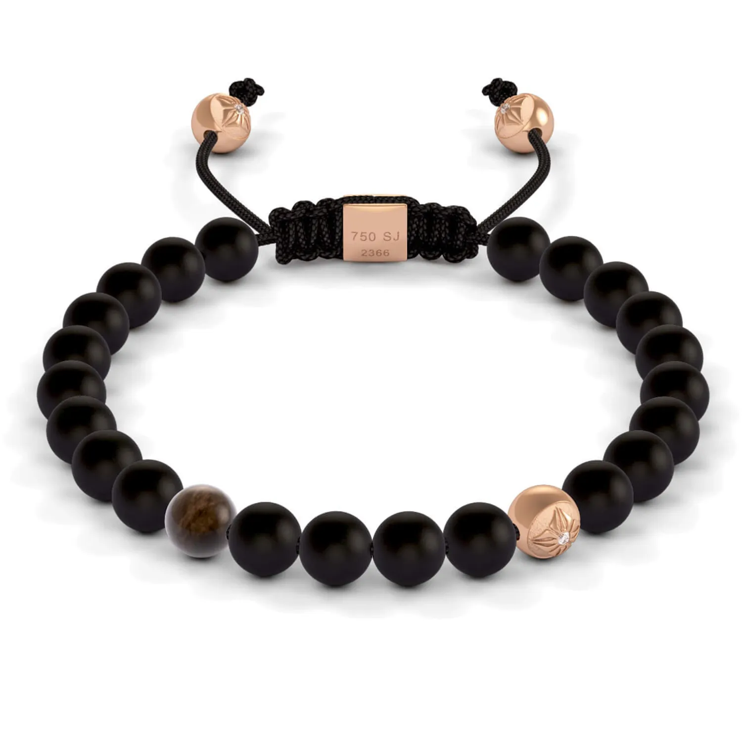 Bracelet Shamballa Jewels en or rose, diamants, saphirs et onyx