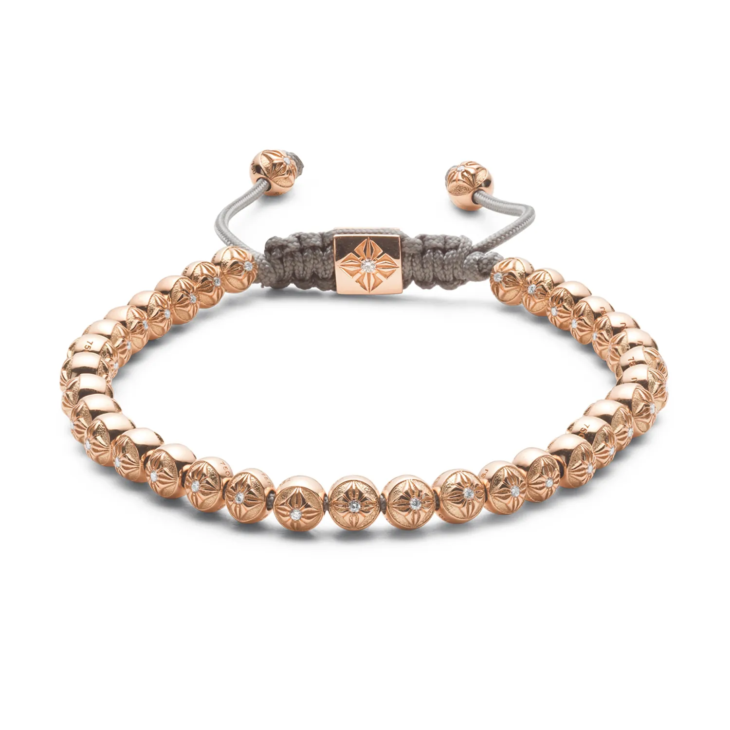 Bracelet Shamballa Jewels en or rose et diamants Cordon Pêche