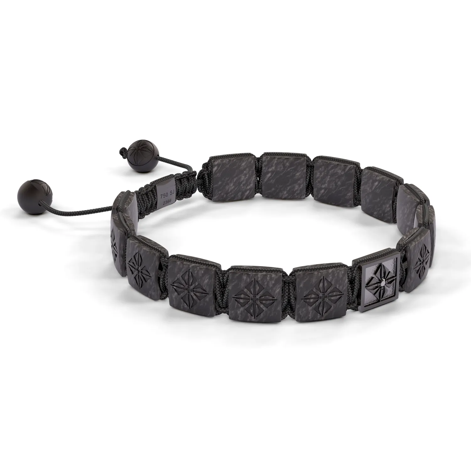 Bracelet LOCK 10mm cordon gris charbon XL