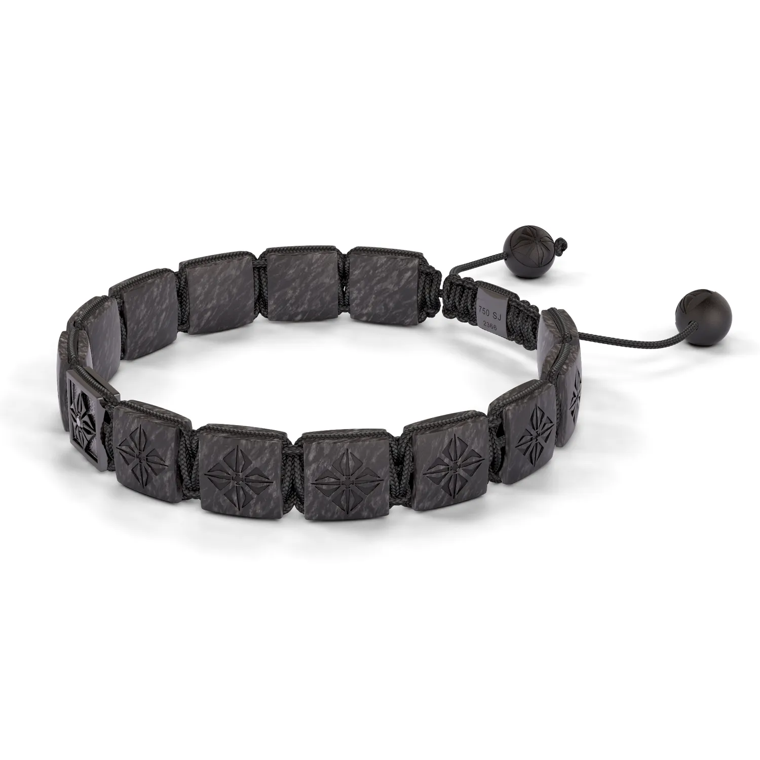 Bracelet LOCK 10mm cordon gris charbon XL