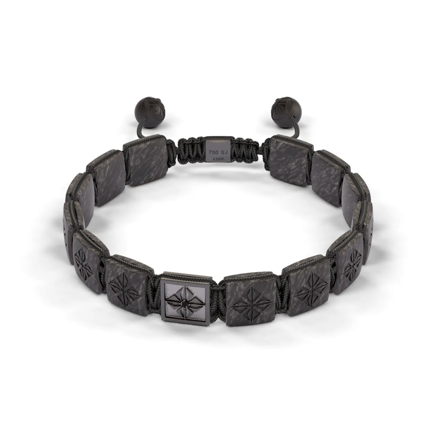 Bracelet LOCK 10mm cordon gris charbon XL