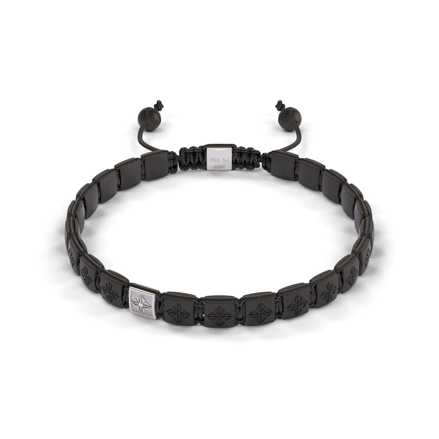 Bracelet LOCK 6mm cordon gris charbon XL