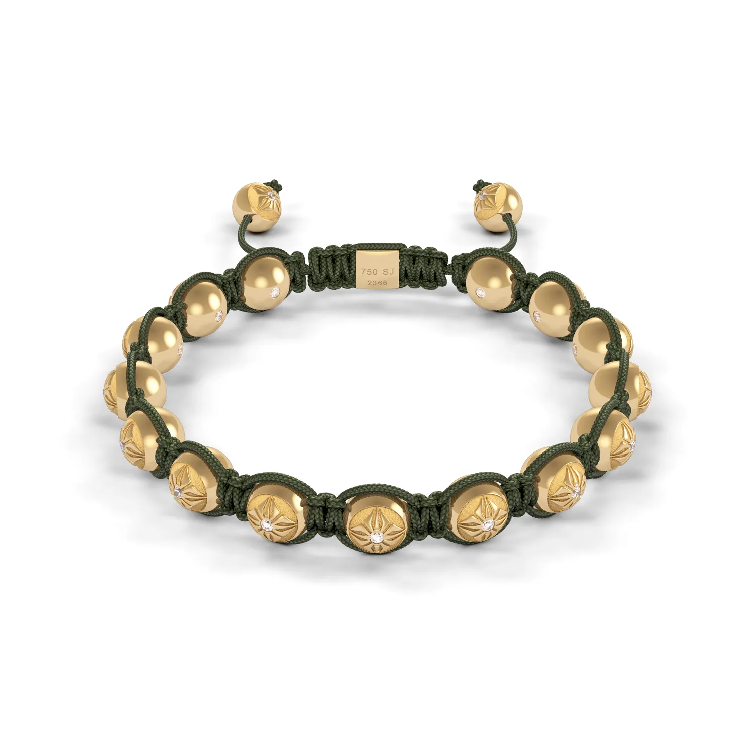 Bracelet BEADED BRAIDED 8mm cordon vert olive XL