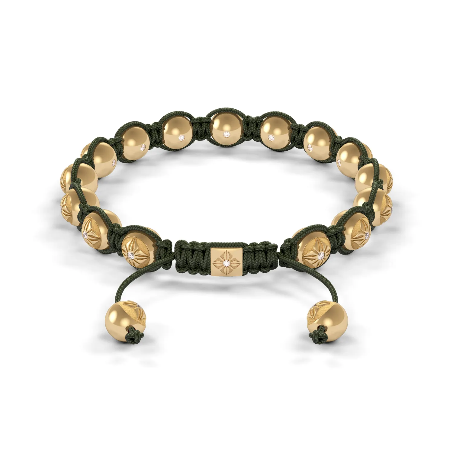 Bracelet BEADED BRAIDED 8mm cordon vert olive XL