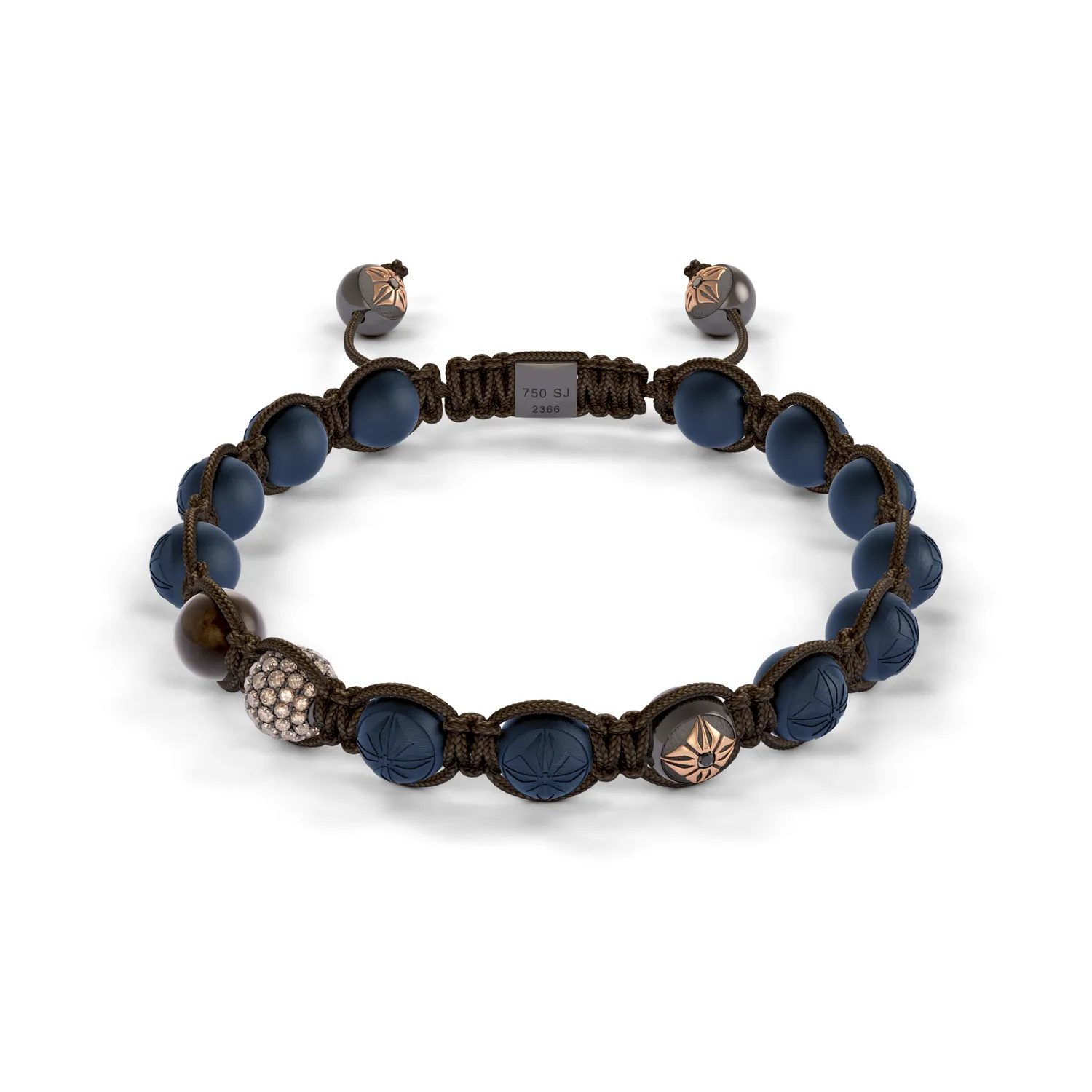 Bracelet BEADED BRAIDED 8mm cordon marron XL