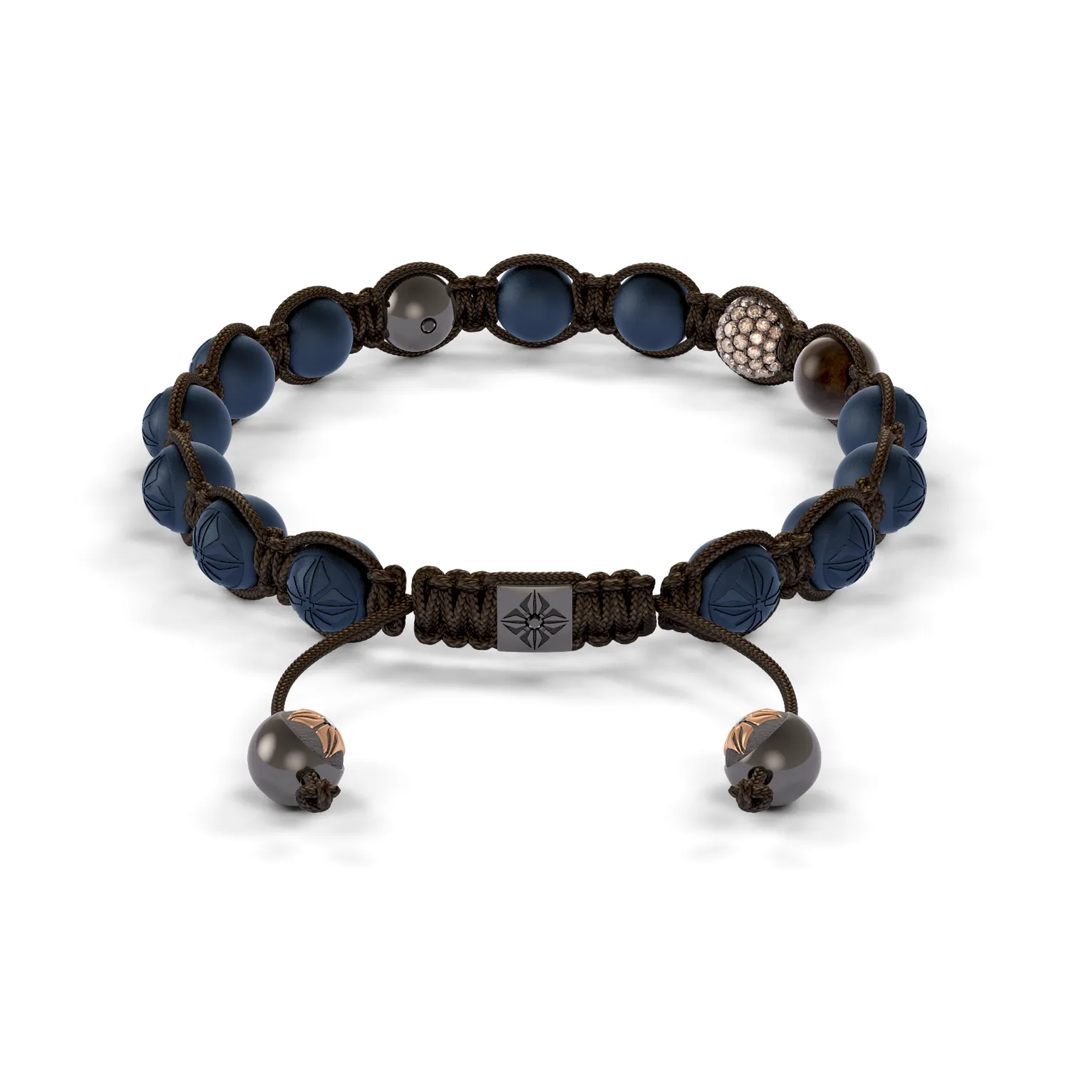 Bracelet BEADED BRAIDED 8mm cordon marron XL