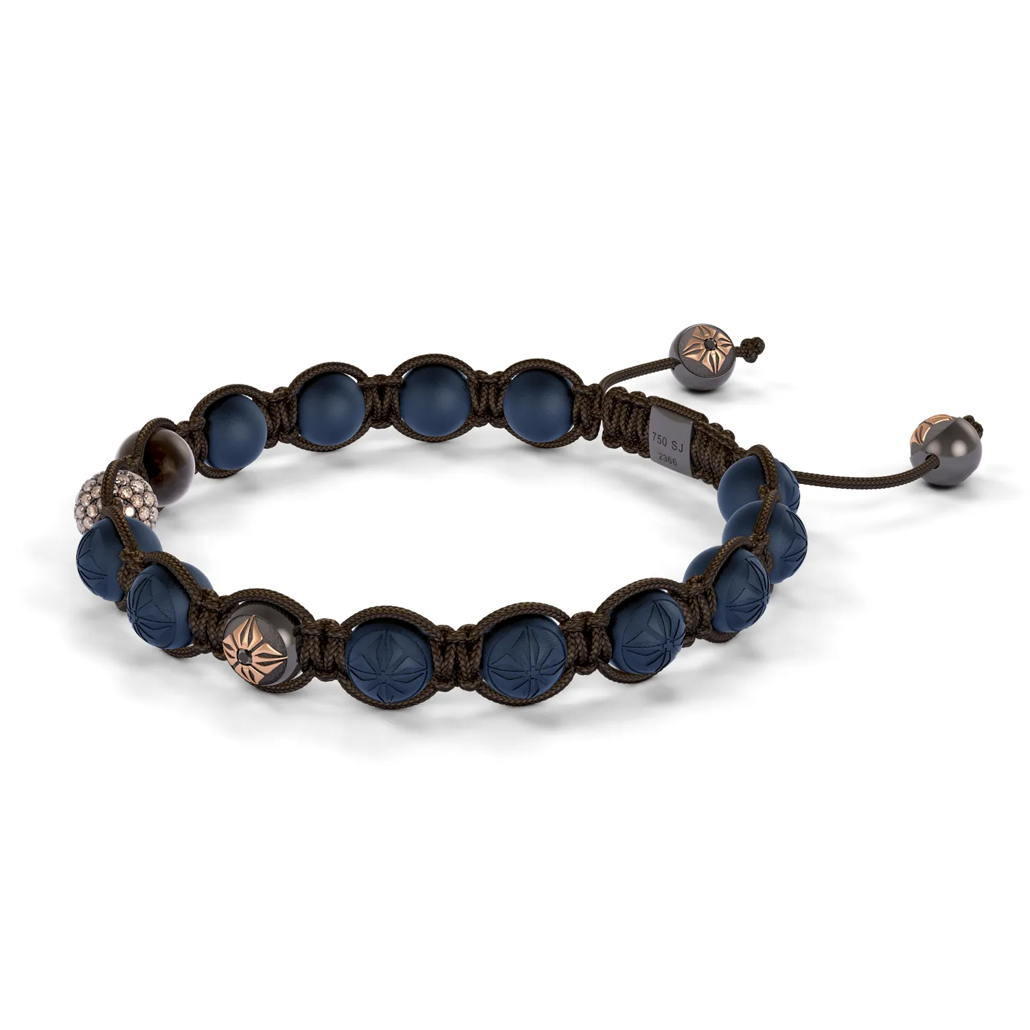 Bracelet BEADED BRAIDED 8mm cordon marron XL