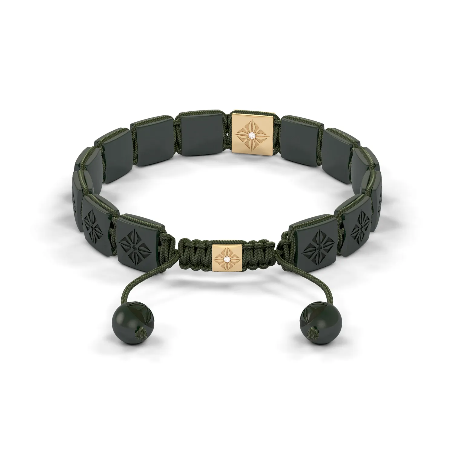 Bracelet LOCK 10mm cordon vert olive XL