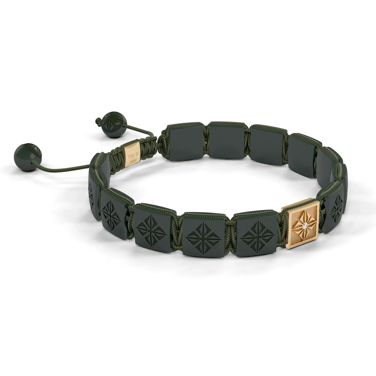 Bracelet LOCK 10mm cordon vert olive XL