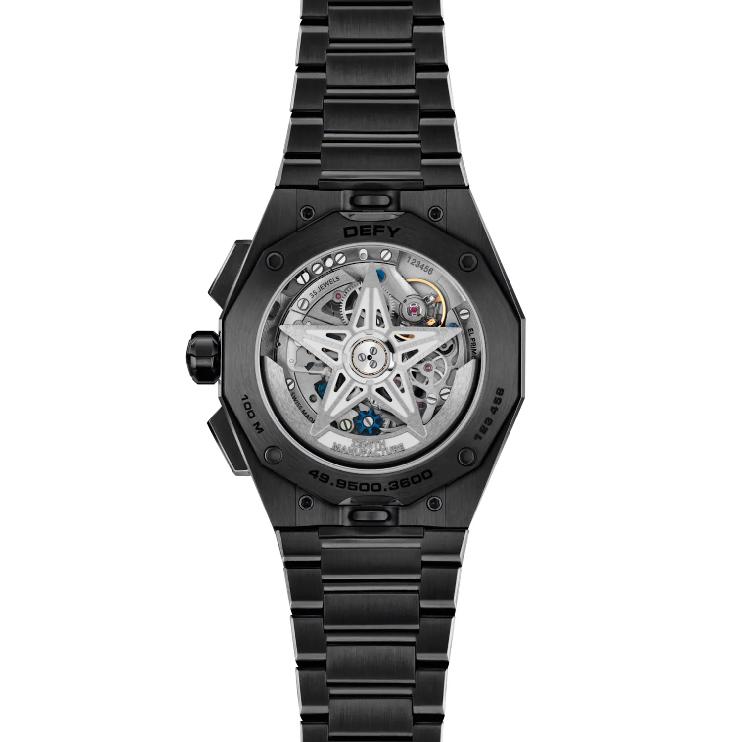 Montre DEFY SKYLINE CHRONO, Bracelets céramique noire et caoutchouc noir interchangeables, Boucle déployante, Cadran soleillé noir
