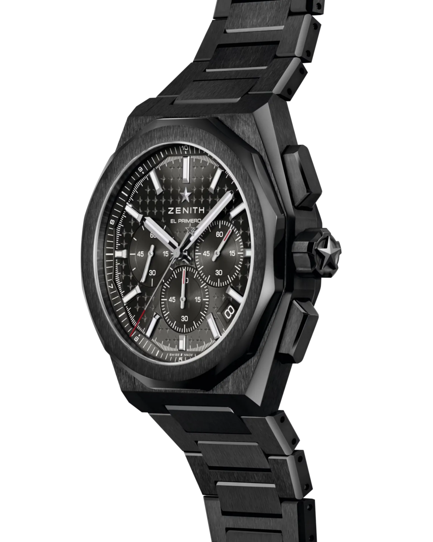 Montre DEFY SKYLINE CHRONO, Bracelets céramique noire et caoutchouc noir interchangeables, Boucle déployante, Cadran soleillé noir