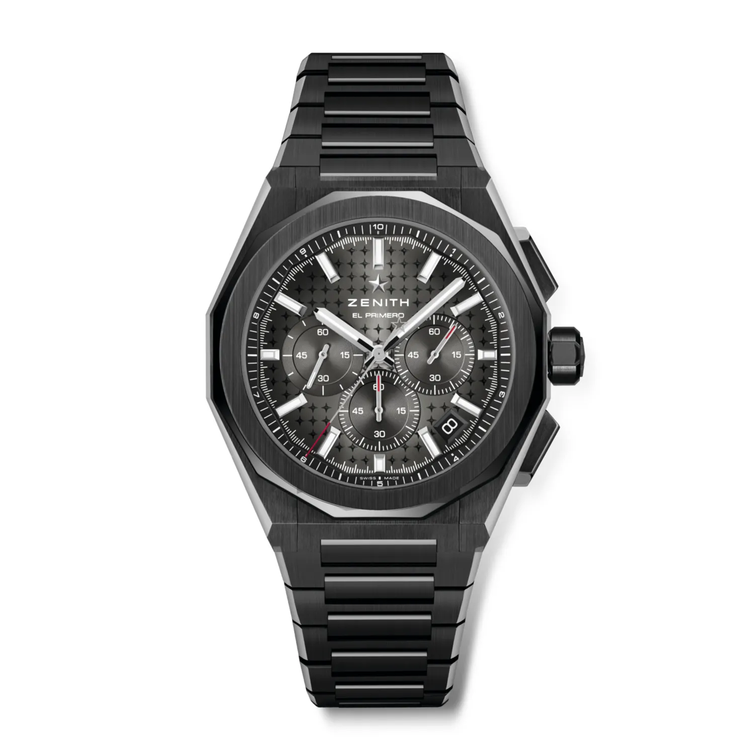 Montre DEFY SKYLINE CHRONO, Bracelets céramique noire et caoutchouc noir interchangeables, Boucle déployante, Cadran soleillé noir