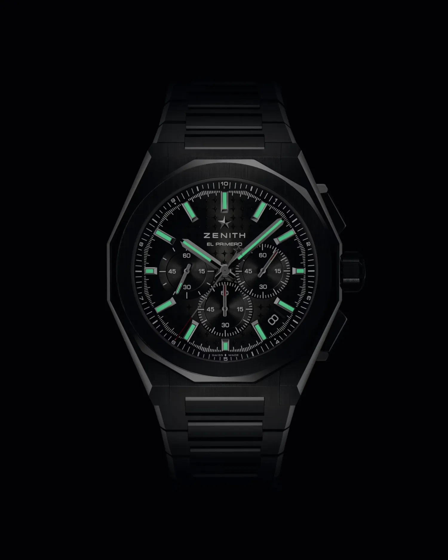 Montre DEFY SKYLINE CHRONO, Bracelets céramique noire et caoutchouc noir interchangeables, Boucle déployante, Cadran soleillé noir