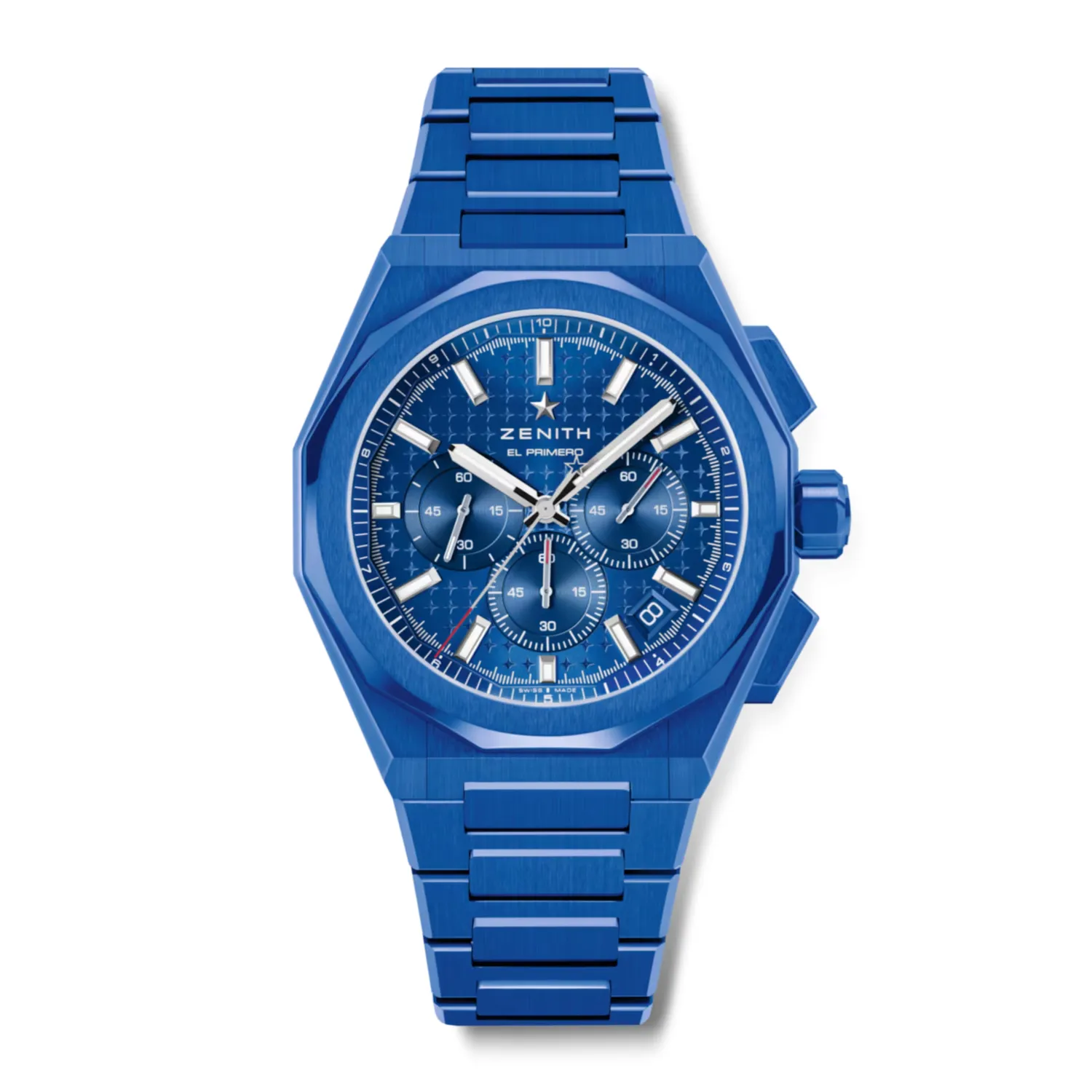 Montre DEFY SKYLINE CHRONOGRAPH 160th ANNIVERSARY EDITION n°139/160, Bracelets céramique bleue et caoutchouc bleu interchangeables, Boucle déployante, Cadran soleillé bleu