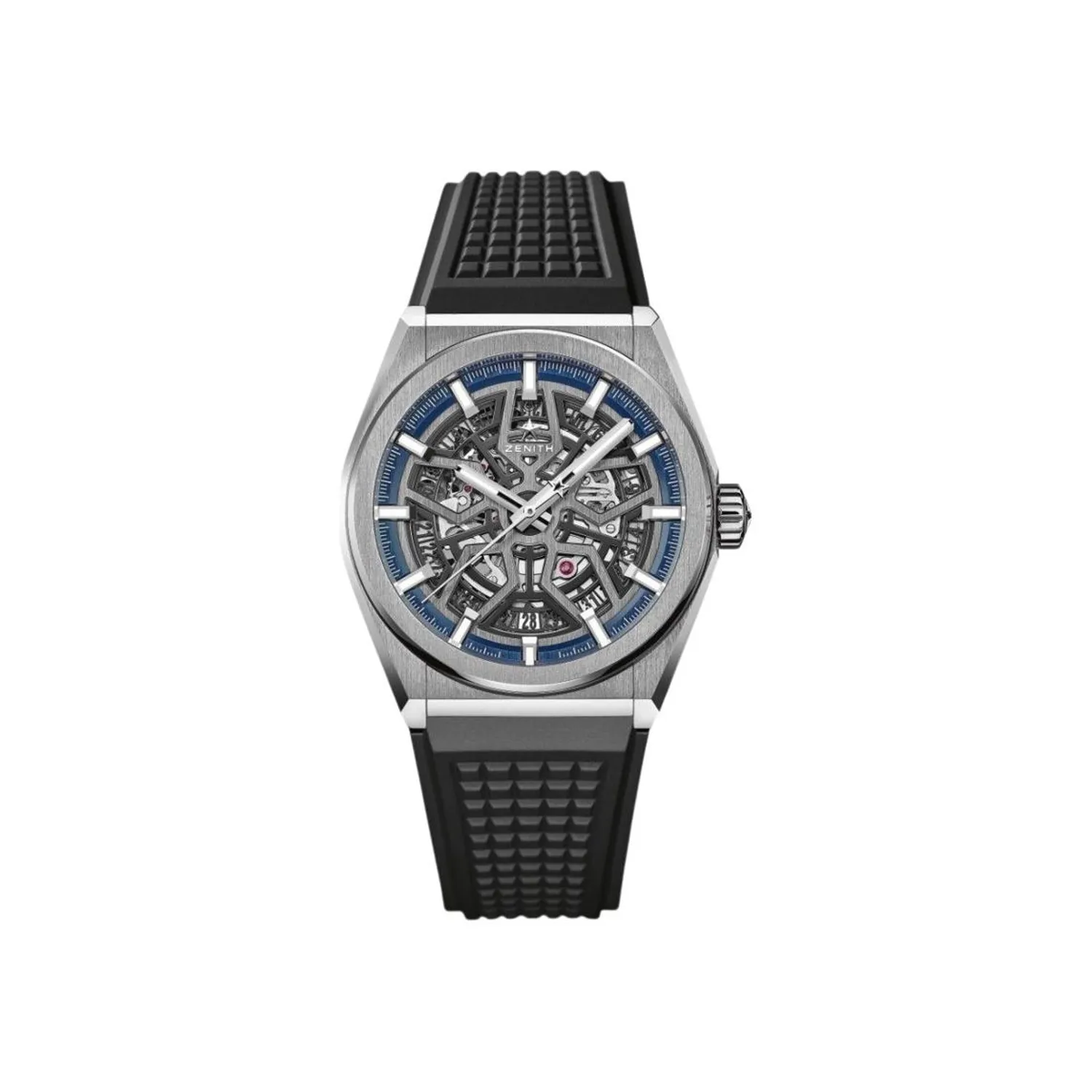 Montre DEFY CLASSIC Bracelet caoutchouc noir, Boucle déployante titane, Cadran squelette