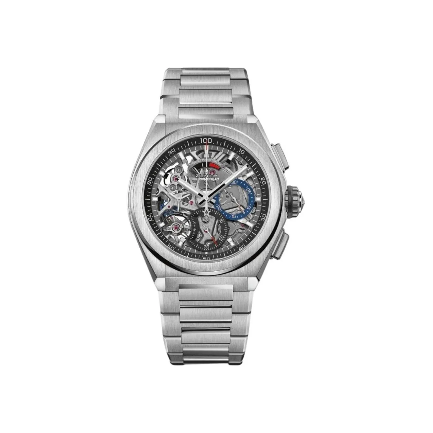 Montre DEFY EL PRIMERO 21 Bracelet titane, Cadran ajouré avec compteurs deux couleurs différentes