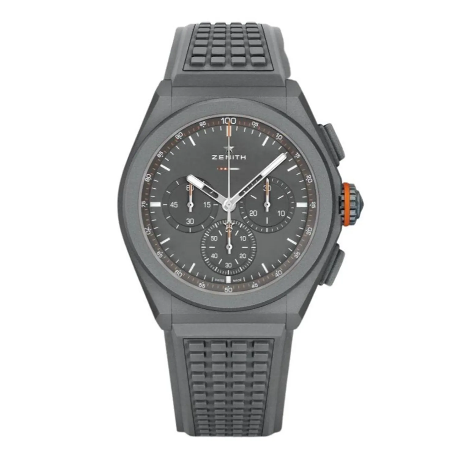 Montre DEFY EL PRIMERO 21 LAND ROVER n°96/250 Bracelets caoutchouc gris et noir et gris, Boucle déployante en titane microbillé, Cadran gris ardoise velouté
