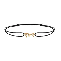 Bracelet Cordon CAPTURE ME Or jaune 3 triangles full serti diamants blancs