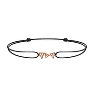 Bracelet Cordon CAPTURE ME Or rose 3 triangles full serti diamants blancs