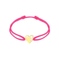 Bracelet Cordon rose Coeur LOVETAG or jaune EDITION SPECIALE OCTOBRE ROSE
