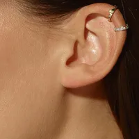 Mono Boucle d'oreille mini créole droite Akillis Capture Light en or blanc pavée de diamants