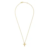 Pendentif Croix PM PYTHON Or jaune full pavé diamants blancs