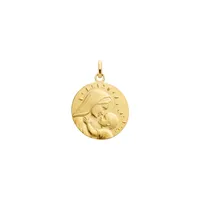 Médaille Arthus Bertrand Vierge à  l'enfant perlée en or jaune sablée