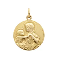 Médaille Arthus Bertrand Vierge à  l'enfant Divine Tendresse F. mince 18 mm or jaune poli