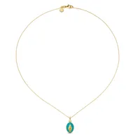 Médaille Miraculeuse Arthus Bertrand 13mm - Bleu Aqua, or jaune sablée
