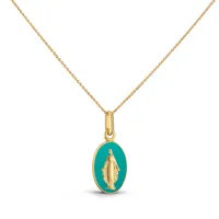 Médaille Miraculeuse Arthus Bertrand 13mm - Bleu Aqua, or jaune sablée