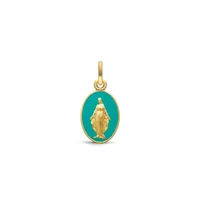 Médaille Miraculeuse Arthus Bertrand 13mm - Bleu Aqua, or jaune sablée