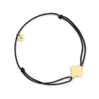 Bracelet Cordon Arthus Bertrand Or Jaune Croix Trèfle - M - Noir