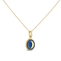 Pendentif Arthus Bertrand Or Jaune Lune - Bleu Roi