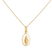 Médaille Arthus Bertrand Vierge Miraculeuse en or jaune poli et laque ivoire
