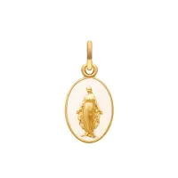 Médaille Arthus Bertrand Vierge Miraculeuse en or jaune poli et laque ivoire