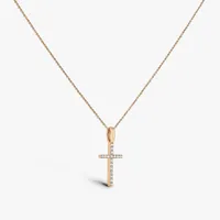 Croix FIL CARRE sertie diamants 10mm