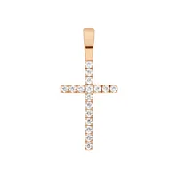 Pendentif Arthus Bertrand Croix Fil Carré 14 mm en or rose et diamants (HSI 0.102ct)