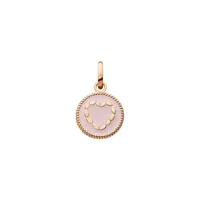 Médaille Arthus Bertrand Cœur en or rose sablé et laque rose