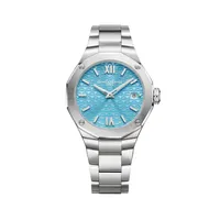 Montre RIVIERA Quartz 36mm, Bracelet acier interchangeable, Cadran bleu azur satiné soleil